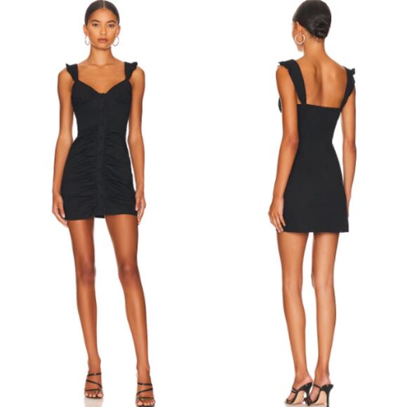 MORE TO COME | NWT Isla Bustier Dress in Black Cotton Mini Sundress XXS - Picture 1 of 10